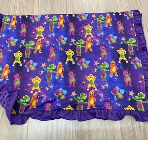 Barney The Dinosaur Minky Throw Blanket